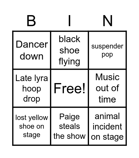 Christmas spectacular bingo Card