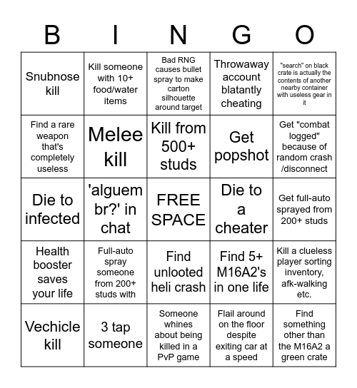 AR2 Bingo Card