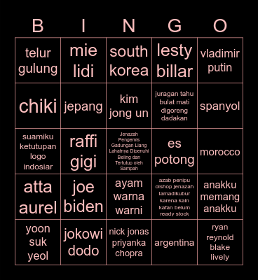 🥀 Bingo Card