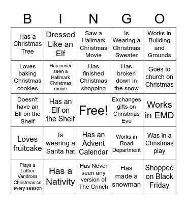 Christmas Icebreaker Bingo Card