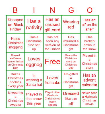 Christmas Ice Breaker Bingo Card