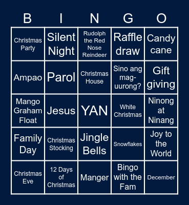 YAN Thanksgiving Celebration Bingo Card