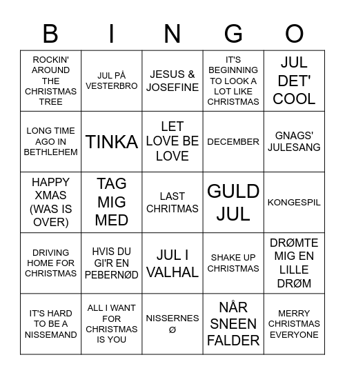 JULEBANKO Bingo Card