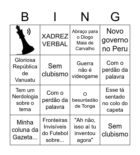 BINGO XADREZ VERBAL Bingo Card