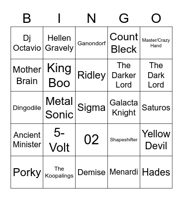 Nessetti Round 1 [Villains] Bingo Card