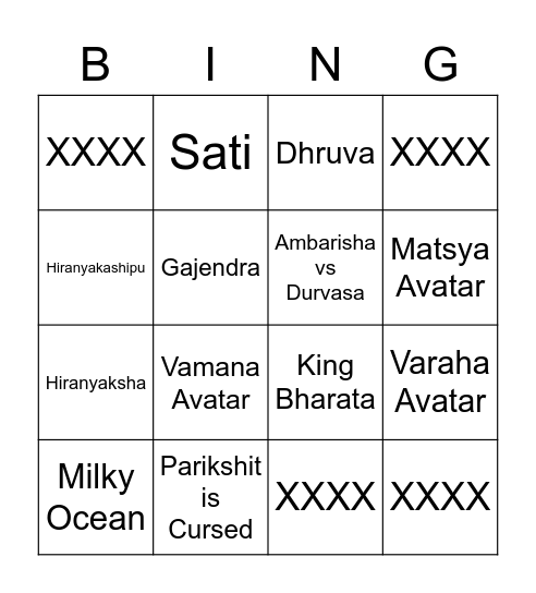 Bhagavatham Bingo Card