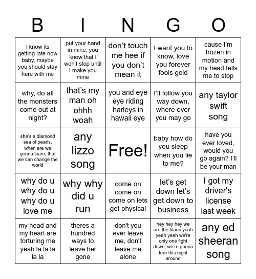 arc song bingo !! Bingo Card