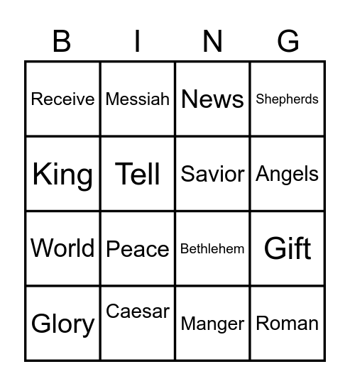 Church Bingo Card