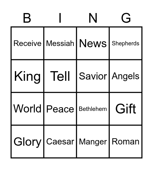 Church Bingo Card