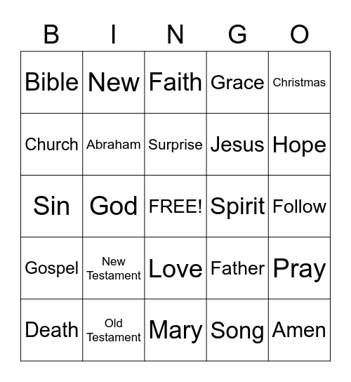 Sermon Bingo.  (To be done only during the sermon) Bingo Card