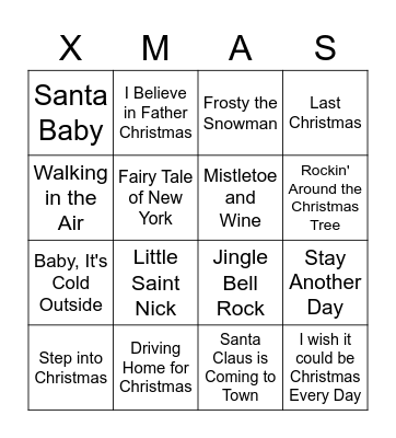 VSM Christmas Bingo Card
