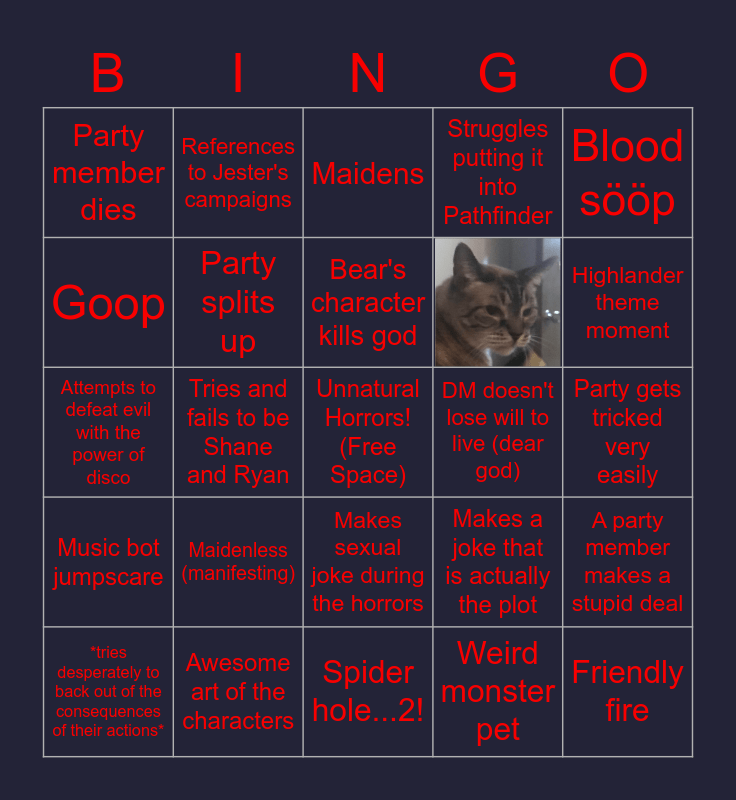 HitchHiker's Guide to Ravenloft Bingo Card