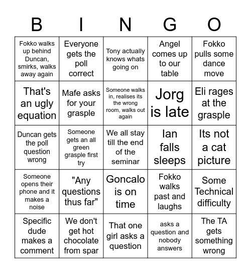 Analysis 2 Bingo Card