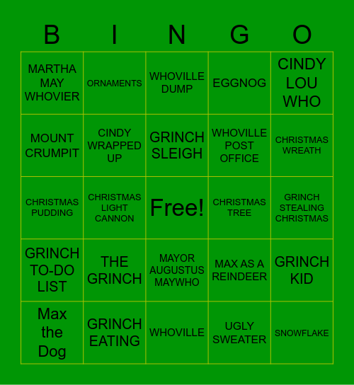 Grinch Day! Bingo Card