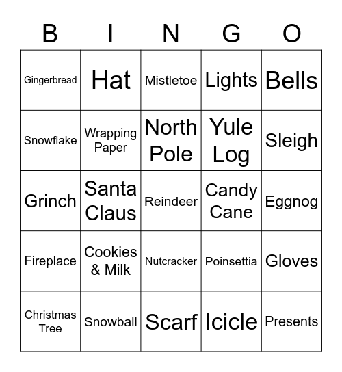 Holiday BINGO Card