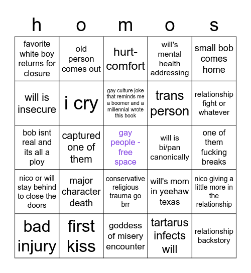 Sun And The Star Bingo Card