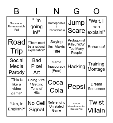 Video Game Movies Bingo Card