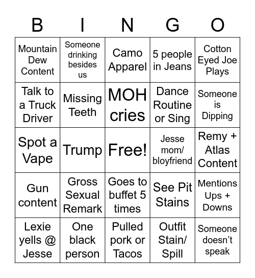 Bresette Wedding Bingo Card