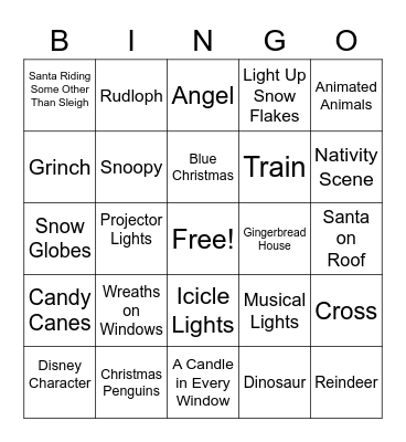 CHRISTMAS CAR RIDE Bingo Card