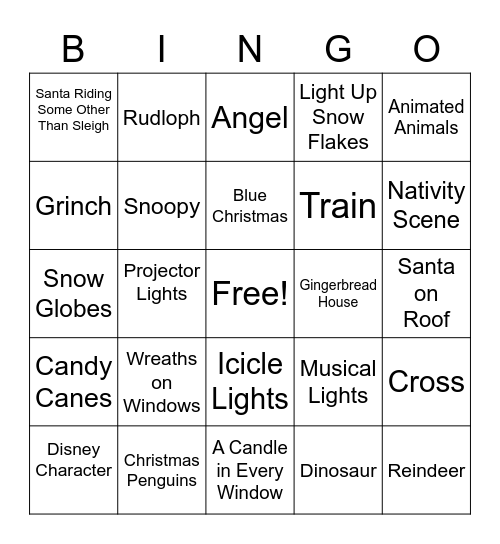 CHRISTMAS CAR RIDE Bingo Card