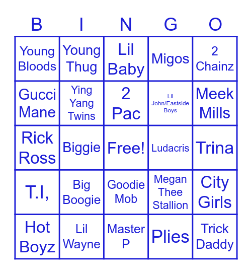 TRAP Bingo Card