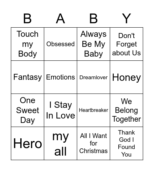 ALWAYS BE MY Bingo Card
