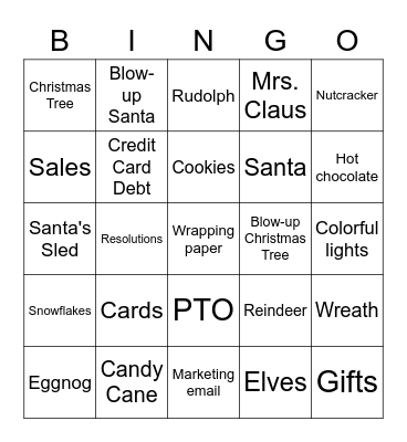 Great Christmas Light Fight Bingo Card