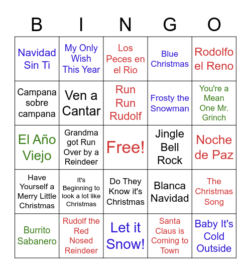 LAHIDAN Holiday Music Bingo! Bingo Card