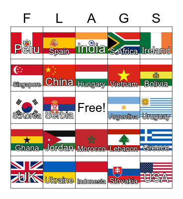 COUNTRIES Bingo Card