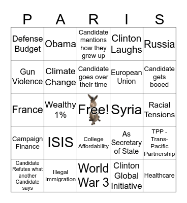 11/14 Democratic Debate Card #2 Bingo Card