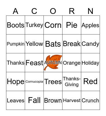 Awesome Autumn  Bingo Card