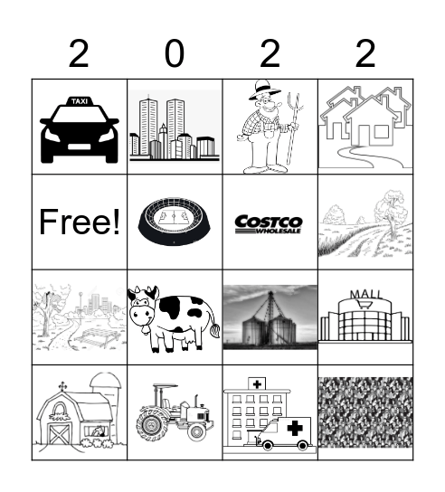 Urban & Rural Bingo Card