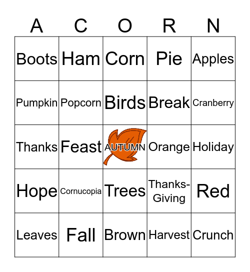 Awesome Autumn  Bingo Card