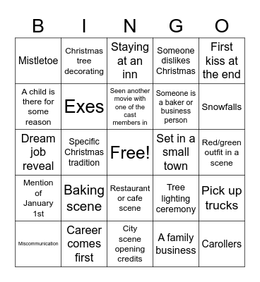 Hallmark Romcom Bingo Card