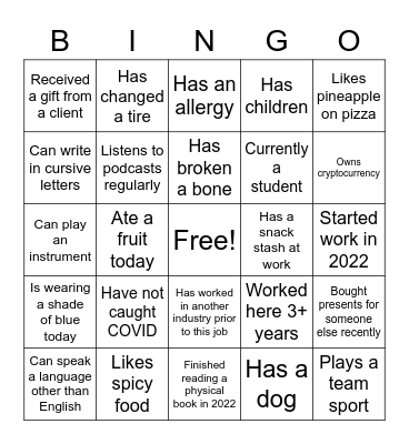 Untitled Bingo Card