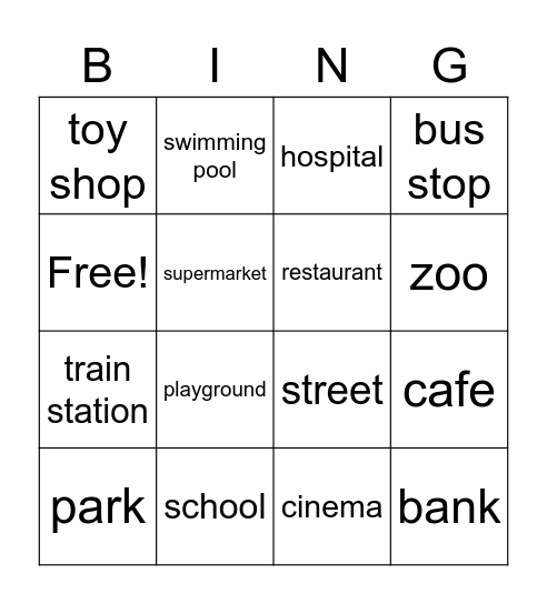 Where we live Bingo Card