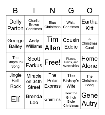 JOY Christmas Bingo Card