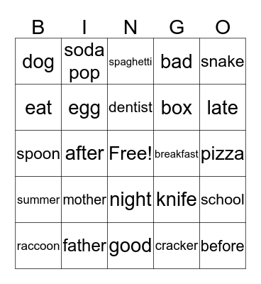 ASL Bingo Card