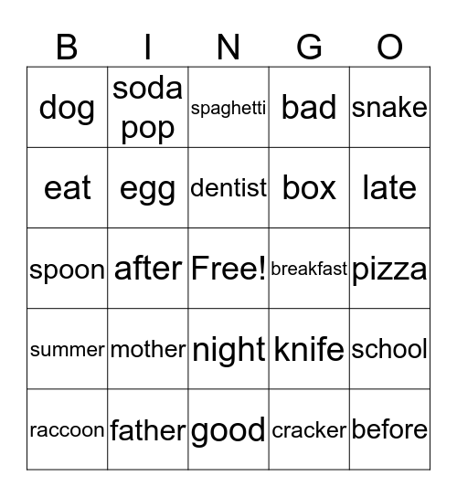 ASL Bingo Card