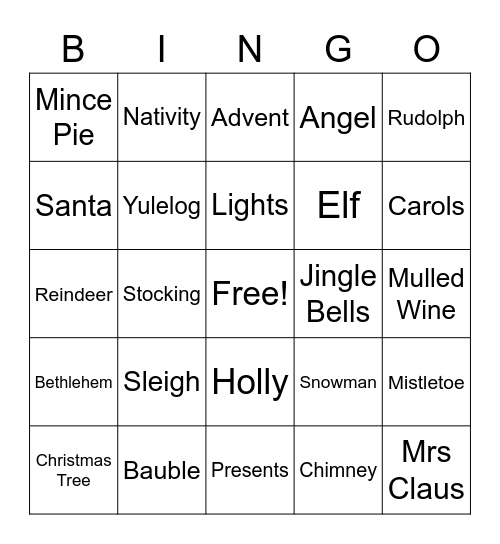Caresco Christmas Bingo Card
