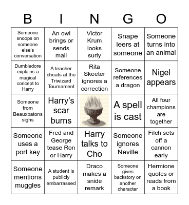 Harry Potter and The Goblet of Fire BINGO Card