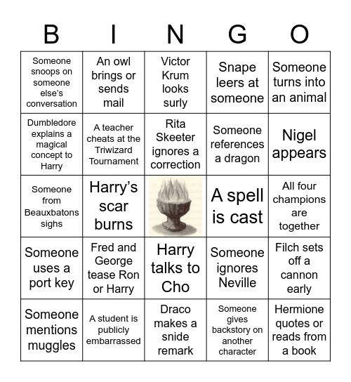 Harry Potter and The Goblet of Fire BINGO Card