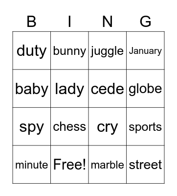 GP4 U1 Bingo Card