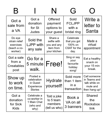 Holiday Season Blackout Bingo Card