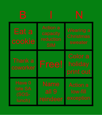 SSD FHD Holiday Bingo Lead Bingo Card