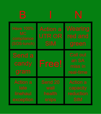 SSD FHD Holiday Bingo Associate Bingo Card