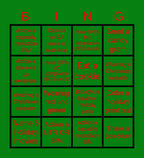 SSD FHD Holiday Bingo Associate Bingo Card