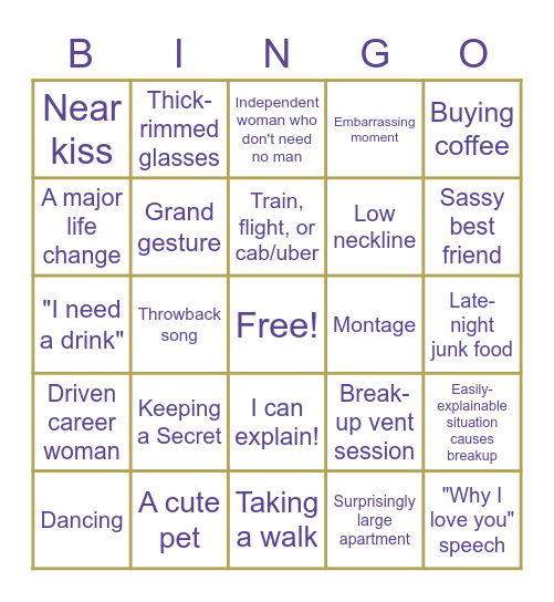 ROMCOM Bingo Card