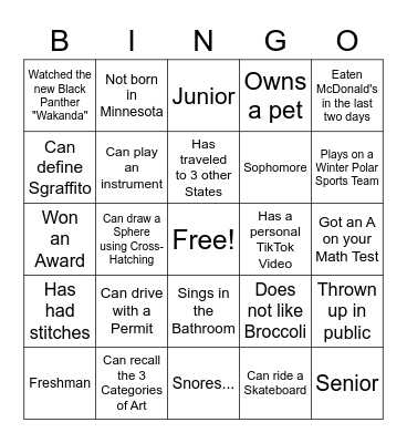 MrP's Art Bingo Card