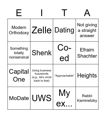 Eitan Bingo Card